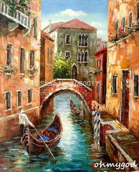 Venice Cafe, Venice Painting, Amazing Art Painting, Seascape Paintings, Pictures To Paint, Venice Italy, Watercolor Landscape, 그림 그리기, Beautiful Paintings