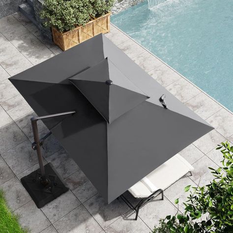 Patio Furniture Umbrella, Grande Table A Manger, Cantilever Patio Umbrella, Offset Umbrella, Outdoor Room, Cantilever Umbrella, Large Dining Table, Shade Structure, Indoor Patio Furniture