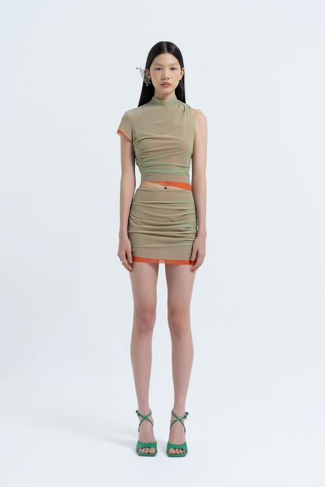 ARTHUR APPAREL — Shop All Styles – Arthur Apparel Mesh Mini Skirt, Mini Skirt Style, Colour Contrast, Green Mini Skirt, Sales And Marketing, Marketing Trends, Spring Summer Outfits, Relaxed Style, Green Orange