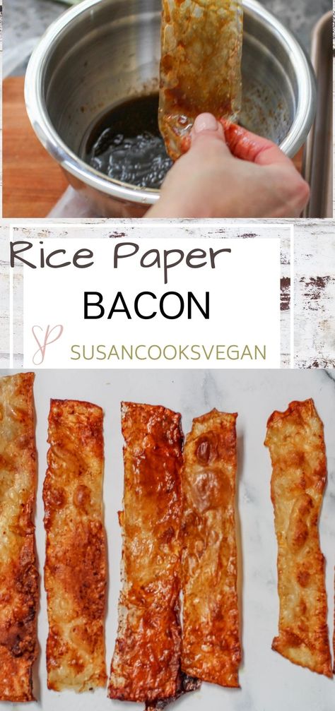 Rice Paper Bacon, Vegan Bacon Recipe, Rice Paper Recipes, Vegan Rice, Vegan Bacon, Bacon Recipes, Healthy Eating Recipes, Good Healthy Recipes, Vegan Eating