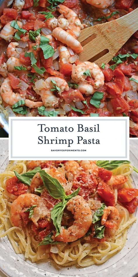 Tomato Basil Shrimp Pasta is an easy and healthy shrimp pasta recipe. It's great for busy weeknights but full of flavor and sure to impress guests! #shrimppasta #shrimpmeals #shrimppastarecipe https://ift.tt/1unDqRH #pasta #shrimp #pasta Tomato Basil Shrimp Pasta, Pasta Shrimp Recipes, Basil Shrimp Pasta, Healthy Shrimp Pasta, Tomato Basil Shrimp, Shrimp Pasta Recipes Healthy, Shrimp Pasta Healthy, Basil Shrimp, Easy Shrimp Pasta