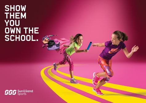 Sun & Sand Sports | Own The School. :: Behance Back To School Campaign, School Campaign, Sports Campaign, Nike Ad, Sport Branding, Real Estate Ads, Nike Design, Ad Of The World, Key Visual