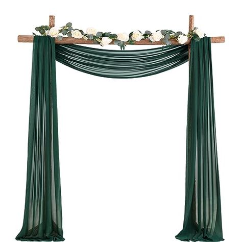 Limited-time deal: Socomi Wedding Arch Draping Fabric 1 Panel 29" x 19Ft Emerald Green Sheer Chiffon Curtain Drapes 6 Yards for Wedding Ceremony Birthday Party Decoration Wedding Decorations Diy Centerpiece, Wedding Arch Draping, Proposal Party, Arch Draping, Purple Drapes, Campground Wedding, Vintage Birthday Parties, Flower Backdrop Wedding, Wedding Day Decor