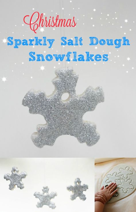 Easy to make sparkly salt dough Christmas ornaments Salt Dough Christmas Ornaments, Diy Fimo, How To Make Christmas Tree, Snowflake Decorations, Salt Dough, Christmas Ornaments To Make, Christmas Crafts For Kids, Winter Crafts, Craft Activities For Kids