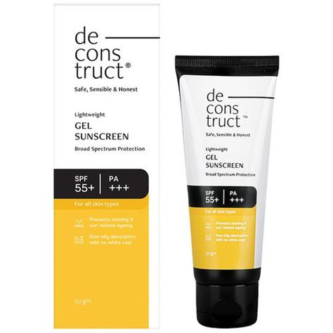 Buy Deconstruct Lightweight Gel Sunscreen - Broad-Spectrum, SPF 55+, PA+++ Online at Best Price of Rs null - bigbasket Gel Sunscreen, Broad Spectrum Sunscreen, Care Routine, Cash On Delivery, Care Products, Skin Care Routine, Sunscreen, Skin Care, Skin