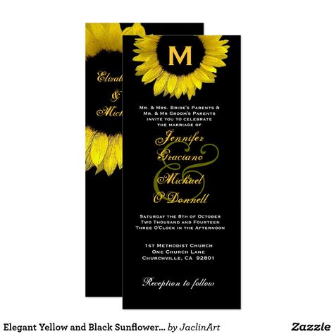 Black Sunflower Wedding, Black And Yellow Wedding, Black Weddings, Yellow Wedding Invitations, Black Sunflower, Wedding Maids, Sunflower Wedding Invitations, Tiffany Wedding, Black Invitation