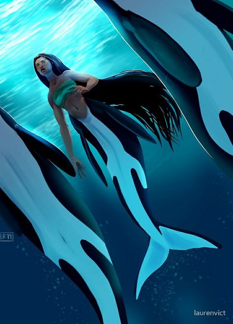 Orca Mermaid, Orca Pod, Fantasy Mermaids, Mermaid Pictures, Whale Art, Mythical Creatures Art, Mermaid Art, Creature Art, Whales