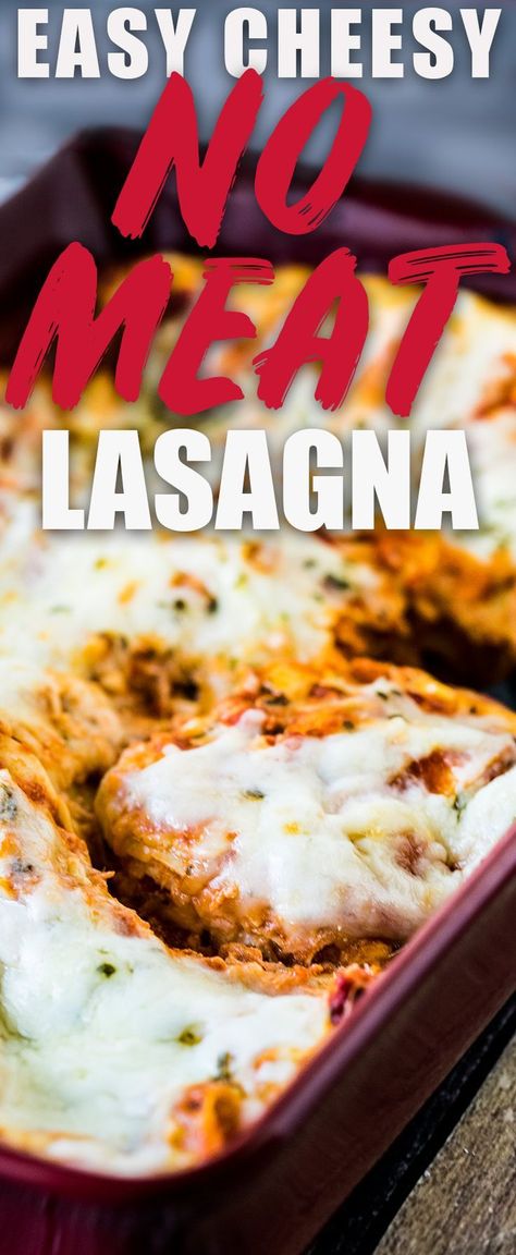 This Easy Cheesy Meatless Lasagna with ricotta uses no boil noodles to make this as simple a recipe as possible! via @heatherlikesfood No Meat Lasagna, Meat Lasagna Recipe With Ricotta, Meatless Lasagna Recipe, Lasange Recipe, Cheesy Lasagna Recipe, Easy Lasagna Recipe With Ricotta, Cheese Lasagna Recipe, Meatless Lasagna, Lasagna With Ricotta