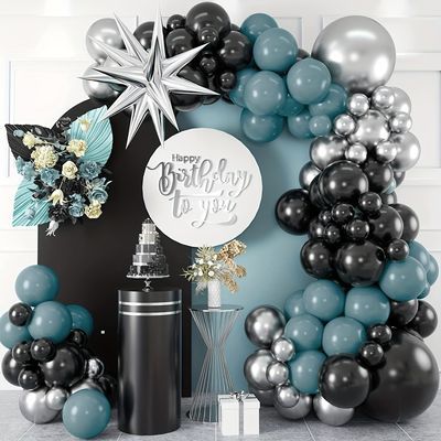 Black Silver Balloon Garland, Silver Black Balloons, Purple Birthday Party Decorations, Silver Balloon Garland, Purple Birthday Party, 16th Birthday Decorations, New Year's Party Decorations, Gold Confetti Balloons, Silver Balloon