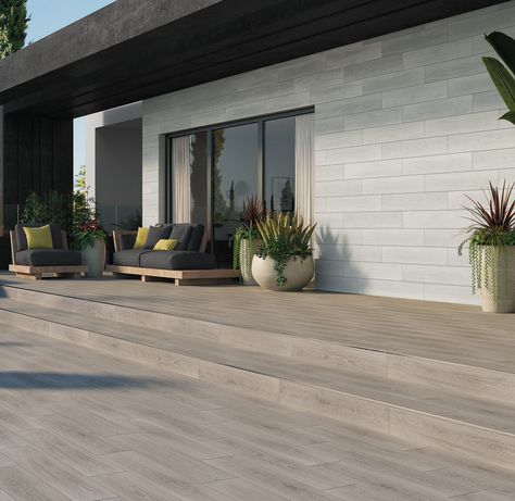 A zen-inspired design brings to mind earthy colors and soft tones that promote a calm and peaceful space.  #BelknapWhiteGroup #MarazziUSA #Zen #ZenInspired #Wood #WoodLooks #OutdoorSpaces #OutdoorDecor #OutdoorLiving #Patio Outdoor Wood Tiles, Porceline Tile, Wood Wall Tiles, Porcelain Wood Tile, Peaceful Space, Porch Tile, Exterior Wall Tiles, Exterior Tiles, Indoor Tile