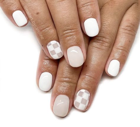 Checkered Nails, Short Gel Nails, Cute Simple Nails, Simple Gel Nails, Summery Nails, Cute Gel Nails, Nails For Kids, Short Acrylic Nails Designs, Neutral Nails