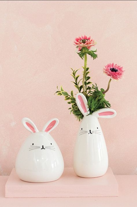 Easter | Elevated Wholesale Decor | Accent Decor Spring Ceramics Projects, Clay Rabbit Diy, Ceramic Bunny Painting Ideas, Easter Air Dry Clay Ideas, Spring Ceramics, Easter Ceramics, Spring Pottery, Wood Easter Basket, Easter Pottery