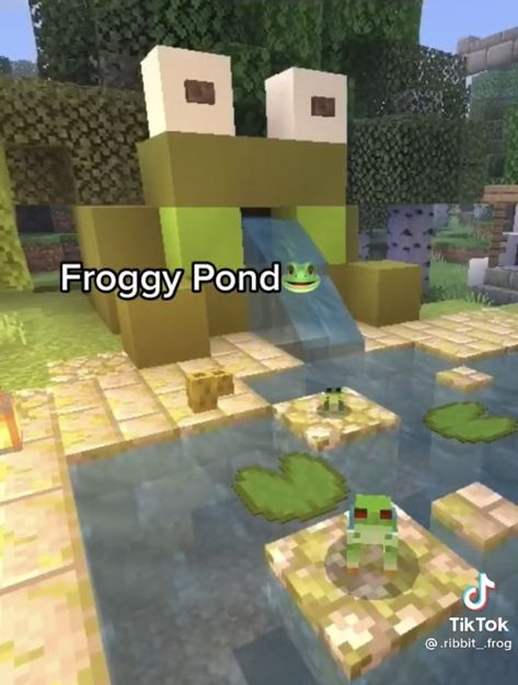 Minecraft Frog Pond, Pond Minecraft, Frog Minecraft, Minecraft Frog, Cute Minecraft, Frog Pond, Minecraft Inspo, Minecraft, Building