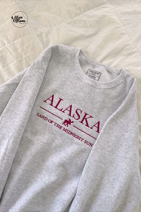 alaska - land of the midnight sun p.s. how cute is this little moose?? Oversized Sweatshirt Outfit, Midnight Sun, Sweatshirt Outfit, The Midnight, Embroidered Sweatshirt, Embroidered Sweatshirts, Oversized Sweatshirt, Moose, Alaska