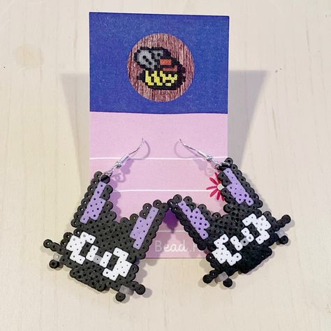 Super Lightweight Earrings Crafted From Mini Perler Beads And Stainless Steel Fish Hooks. I Can Also Do Custom Work, Just Ask! Thanks For Viewing Jiji Pixel Art, Perler Bead Jewelry, Mini Perler Bead Patterns, Trippy Perler Bead Patterns, Perler Beads Earrings, Christmas Shoes Diy, Mini Perler Beads, Halloween Perler, Perler Earrings