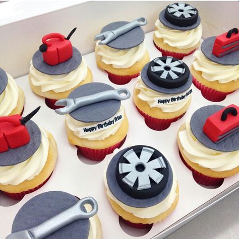 M Mechanics Birthday, Cars Cupcakes, Fathers Day Cupcakes, First Birthday Party Themes, Girly Pictures, Birthday Cupcakes, Cake Smash, Birthday Party Themes, Shower Ideas