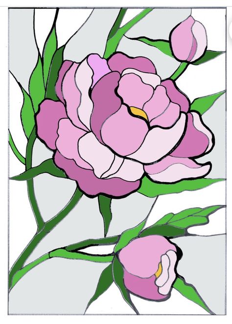 Tiffany Flowers, Flower Stained Glass Pattern, Stainglass Patterns, Fabric Art Tutorials, Floral Quilts, Flower Stained Glass, Peony Pattern, Stained Glass Quilt, Stained Glass Patterns Free