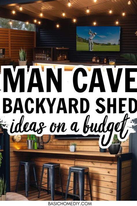 Get ultimate man cave shed ideas for your backyard and transform your backyards into the ultimate hangout and explore affordable DIY man cave outdoor shed projects for a backyard man cave shed for party and entertainment. Design the perfect man cave shed interior for a cabin retreat or a pub style. From small man cave sheds to backyard shed bars and man cave gyms. Maximize shed storage with clever man cave shed ideas that balance functionality with fun. Man Cave Sheds, Shed Bars, Man Cave Shed Ideas, Shed Interior Design Ideas, Shed Conversion Ideas, Hunting Room Decor, Man Cave Outdoor, Backyard Man Cave, Diy Man Cave