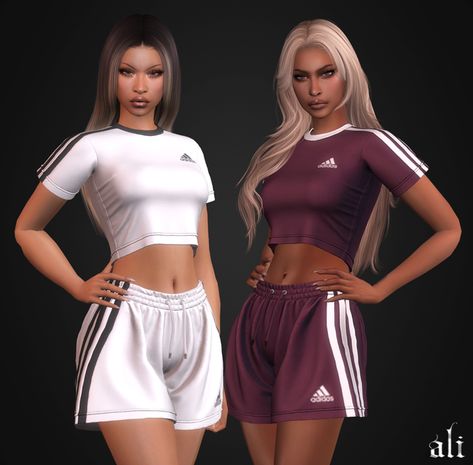 ADIDAS set (f) july2024 | Patreon Slip Dress With Sweater, Adidas Collection, Sims 4 Cheats, Maxis Match Cc, Adidas Set, Cc Folder, Adidas Top, Venus Dresses, Adidas Outfit