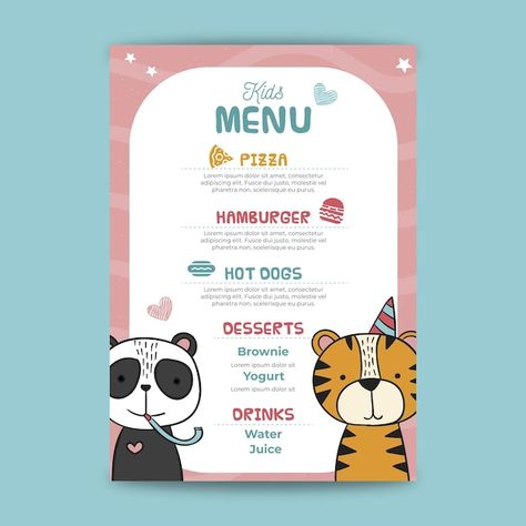 Menu Birthday Party, Birthday Party Menu, Birthday Menu, Christmas Yard Decorations, Kids Menu, Party Menu, Menu Template, Menu Restaurant, Cushion Design