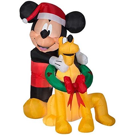 Gemmy Disney 5 Ft. Mickey Mouse and Pluto Christmas Inflatable Indoor/Outdoor Holiday Decoration *** Read more reviews of the product by visiting the link on the image. (This is an affiliate link) Pluto Christmas, Mickey Mouse And Pluto, Inflatable Christmas Decorations, Holiday Inflatables, Backyard Shade, Easy Christmas Wreaths, Inflatable Decorations, Mickey Christmas, Mickey Mouse Christmas