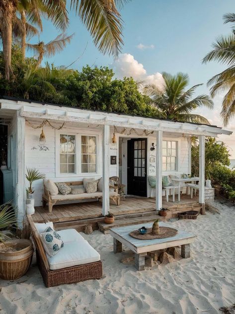 Beach Shack Exterior, Tiny Beach Cottage, Pretty Interiors, Sky Window, Tiny Beach House, Houses By The Beach, Small Beach Houses, Airbnb Ideas, Camano Island