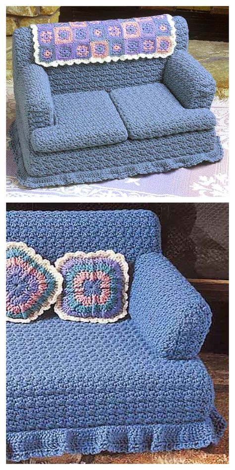 Kitty Couch Bed Crochet Patterns - DIY Magazine Diy Crochet Cat Bed, Kitty Couch, Crochet Furniture, Crochet Cat Bed, Cat Couch, Cozy Crochet Patterns, Diy Magazine, Crochet Magazine, Crochet Dog