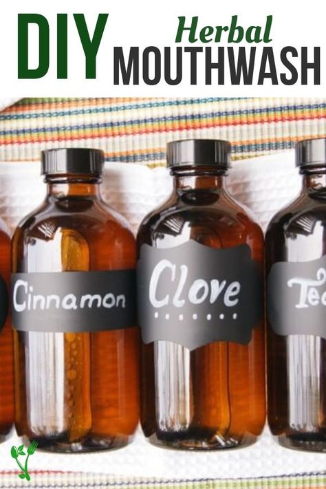 Check out these four different variations for the easiest DIY mouthwash made with essential oils. Great to keep oral health in top shape and to ward off bad breath. Plus no chemical toxins in this all natural mouthwash. | Prepare & Nourish Herbal Mouthwash, Diy Mouthwash, Homemade Mouthwash, Natural Mouthwash, Whiten Your Teeth, Teeth Health, Oral Care Routine, Oral Health Care, Bright Smile