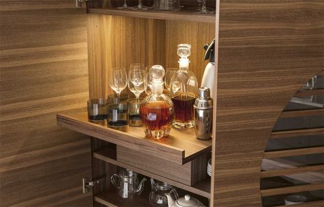 Polifemo Wooden Bar Cabinet, Modern Garden Furniture, Italian Furniture Brands, Walnut Shelves, Wooden Trays, Walnut Doors, Luxury Italian Furniture, Contemporary Furniture Design, Drinks Cabinet