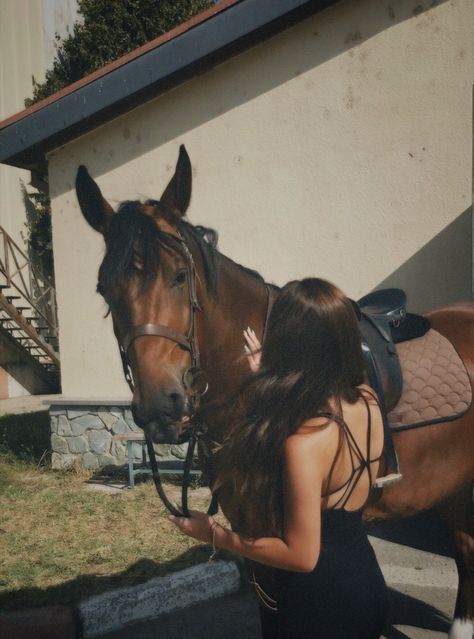 A Horse, A Woman, Building, White