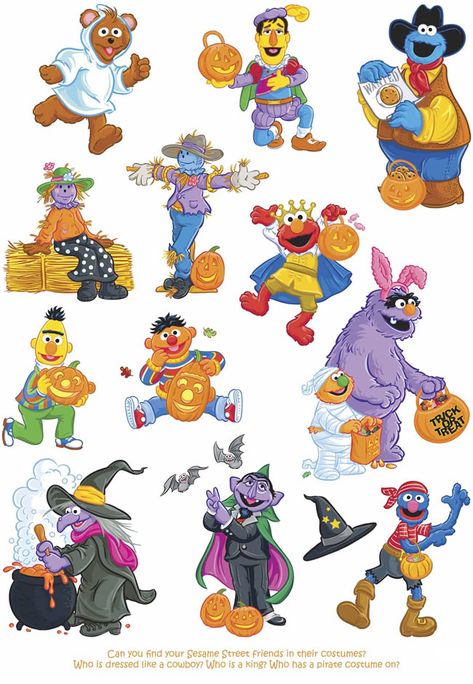 Welcome to Dover Publications Sesame Street Halloween Party, Sesame Street Halloween, Sesame Street Decorations, Hand Lettering Alphabet Fonts, Halloween Characters, Sesame Street Characters, Uk Wildcats, Book Background, Free Printable Stickers