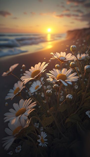 Margriet bloemen in zonsondergang lente ... | Premium Photo #Freepik #photo #madeliefje #daisy-achtergrond #madeliefjes #bloemen Wallpaper Edgy, Background Retro, Wallpaper Homescreen, Illustration Wallpaper, Sunset Rose, Wallpaper Retro, Daisy Wallpaper, Spring Pictures, Spring Landscape