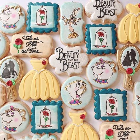 Beauty And The Beast Cookies, Beauty And The Beast Quince, Belles Dress, First Birthday Cookies, Disney Cookies, Cookies Theme, Beauty And The Beast Party, Sugar Cookie Icing, Cookie Inspiration