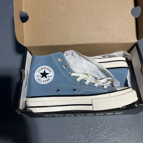 Converse Light Blue Chuck 70 Seasonal Color Canvas Material. Size Womens 7. Sold Out Rare And Super Cute. Get Them Here! No Offers Please Thank You Light Blue Shoes Outfit, Sky Blue Converse, Blue Chuck 70, Converse Leather High Tops, Light Blue Converse, Best Shoes For Women, Aesthetic Shoe, Cute Converse Shoes, Light Blue Shoes