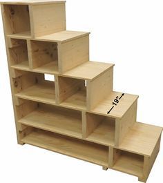 Steps & Shelves Room Decor Storage Ideas, Box Stairs, Dorm Bunk Beds, Loft Bed Stairs, Bunk Bed With Stairs, Build A Loft Bed, Step Shelves, Bed With Stairs, Stair Plan