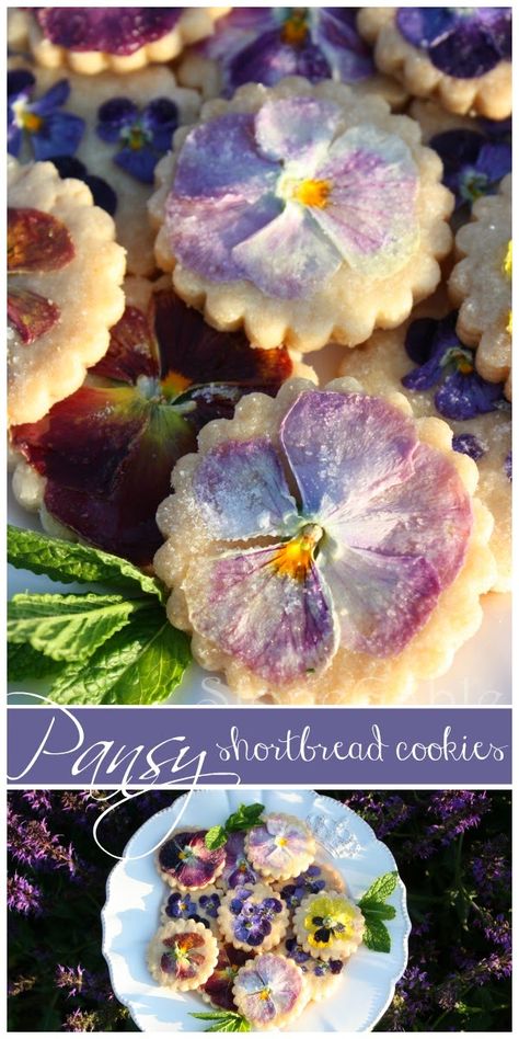 Edible Flowers Recipes, Pastel Cupcakes, Shortbread Cookie Recipe, Pretty Cookies, Flower Cookies, Flower Food, Beltane, Purple Violet, Shortbread Cookies