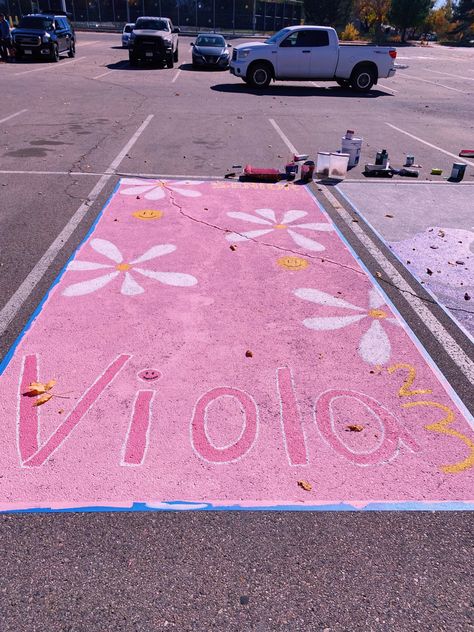 Pink Senior Parking Spots, Senior Year Inspiration, Parking Spot Painting, Parking Spot, Senior Activities, Senior Year, Christian Quotes, Pink Flowers, Kids Rugs