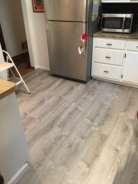 Sterling Oak Lifeproof Sterling Oak Flooring, Sterling Oak Vinyl Flooring Lifeproof, Sterling Oak Lifeproof, Lifeproof Vinyl, Oak Vinyl Flooring, Lifeproof Vinyl Flooring, Black Stainless Steel Appliances, Lake Bathroom, Kitchen Floors