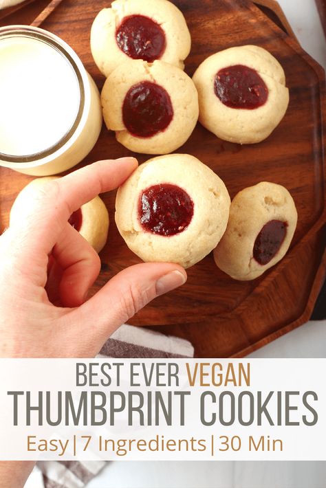 Vegan Thumbprint Cookies Recipe, Vegan Savory Cookies, Vegan Jam Cookies, Christmas Vegan Cookies, Vegan Thumbprint Cookies, Allergy Free Snacks, Vegan Jam, Vegan Christmas Cookies Recipes, Minimal Ideas