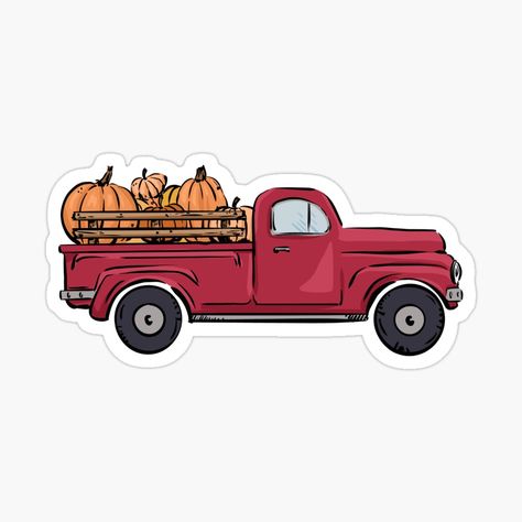 Get my art printed on awesome products. Support me at Redbubble #RBandME: https://www.redbubble.com/i/sticker/Vintage-Pumpkin-Truck-by-alexnoellejones/164830514.JCQM3?asc=u Vintage Pumpkin, Truck Stickers, Pumpkin Truck, Truck Bed, Buy Vintage, Spooky Season, Pumpkins, Awesome Products, Trucks