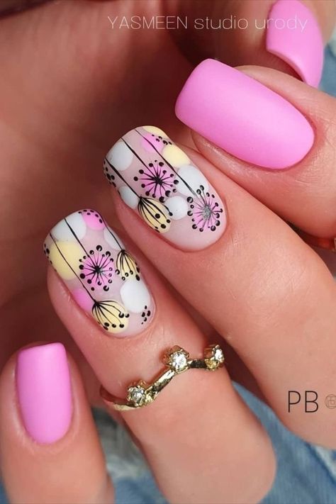 Manicure Nail Designs, Nail Art Designs Videos, Get Nails, Floral Nails, Chic Nails, Fancy Nails, Summer Nail, Short Acrylic Nails, Flower Nails