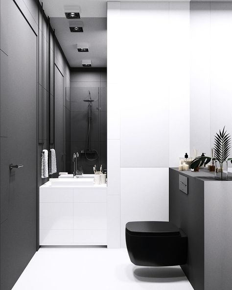 black toilet in white bathroom Aestethic Bathroom, Art Sink, Bathtub Organization, Small Half Bath, Sink Mirror, White Bathrooms, Bathroom Aesthetics, Luxury Exterior, Aesthetic Interior