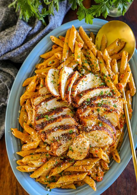 Blackened Chicken Alfredo Pasta Recipe Blackened Chicken Alfredo Pasta, Blackened Chicken Pasta, Blackened Chicken Alfredo, Penne Alfredo, Penne Recipes, Cajun Chicken Alfredo, Pasta With Alfredo Sauce, Pasta Recipes Alfredo, Chicken Alfredo Recipes