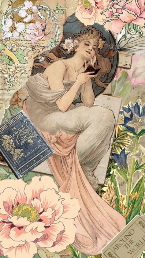 Check out lilacsandlavender003's Shuffles Pink art nouveau vibes #artnouveau #pink #floralcollage Phone Wallpaper Art, Nouveau Wallpaper, Bookplate Design, Art Nouveau Wallpaper, Monet Garden, Alphonse Mucha Art, Mucha Art, Art Nouveau Pattern, Floral Aesthetic