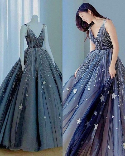 Themed Prom Dresses, Debut Gowns, Starry Night Dress, Galaxy Dress, Paul Atreides, Pretty Quinceanera Dresses, Mode Turban, Backless Evening Dress, Elegant Prom