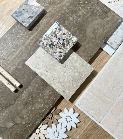 Mocha tones 🤍 #travertine #chocolatetones #interiors #porcelain #tiles #luxurytiles #terrazzo #italiantiles #tilelove #willoughby #dilorenzotiles Travertine Mood Board, Travertine Bathroom Mood Board, Travertine Material Board, Pink Travertine, Travertine Pattern, Travertine Texture Seamless, Italian Tiles, Porcelain Tiles, Mocha