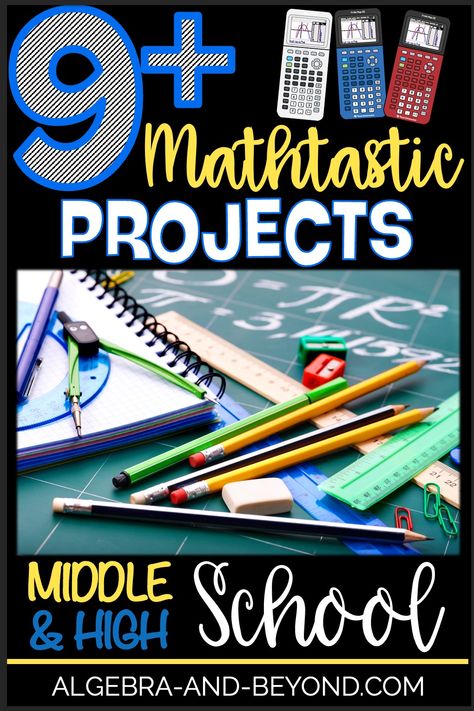 Looking for math projects for middle and high school students?! These are some of our favorites to use. You can find a variety of projects: real world, hands-on, geometry, algebra, and more!!! Math Fair Projects High School, Fun Math Projects Middle School, Middle School Math Projects, Precalculus Projects, Algebra 1 Projects, Math Projects Highschool, Real World Math Projects, Algebra Activities High School, Algebra 1 Projects High Schools