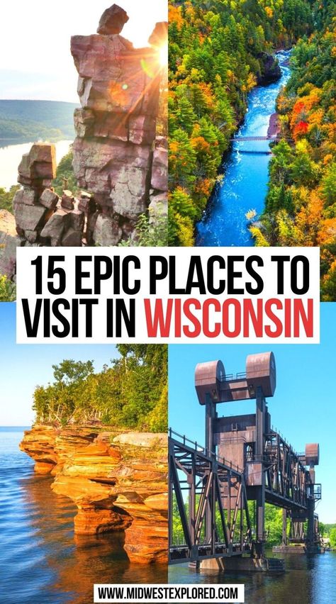 15 Best Places to Visit in Wisconsin Wisconsin Travel Summer, Wisconsin In Winter, Visit Wisconsin, Hiking Wisconsin, Bucket List Places To Visit, Winter Places, Things To Do In Wisconsin, Wisconsin Attractions, Bucket List Places