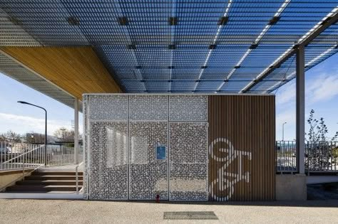 © Brice Robert Bicycle Park, Architecture Canopy, Bike Shelter, Nimes France, Cycle Store, Bike Room, Bicycle Storage, Bicycle Parking, Architecture Magazines