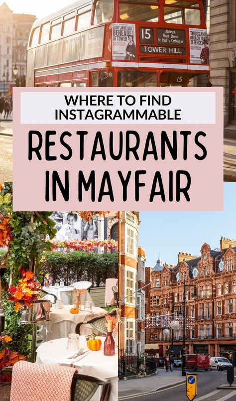 Discover some of the most instagrammable restaurants in London with some of the most beautiful restaurants in Mayfair, from Bacchanalia to Hush Mayfair - perfect if you're looking for places to have a romantic date in London! best restaurants in london | best places to eat in central london | where to eat in london | best restaurants in mayfair | traveling to london for the first time | best places to eat in london | eat in london | where to dine in london | best things to do in london Mayfair Restaurant London, London Places To Eat, Instagrammable Restaurants, Traveling To London, Most Beautiful Restaurants, Best Restaurants In London, Places To Eat In London, Best Markets In London, Beautiful Restaurants